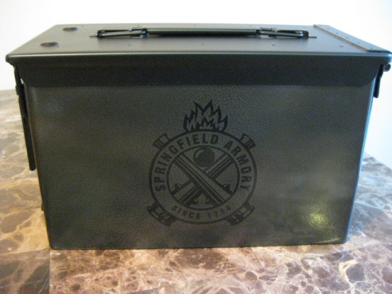 VERY COOL, DOUBLE GUN, .50 AMMO BOX, .50 CAL, SPRINGFIELD ARMORY VERSION IN CHARCOAL HAMMERTONE!