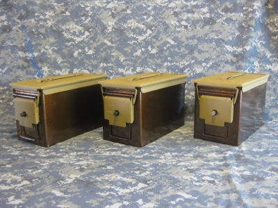 AMMO CAN HANDGUN CASE, VERY COOL, DOUBLE GUN, .50 AMMO BOX, .50 CAL, BURNT COPPER WITH COYOTE TAN TOP