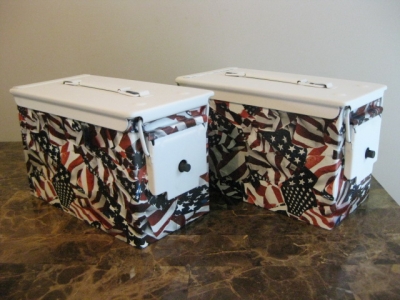***LIMITED EDITION*** AMMO CAN HANDGUN CASE, VERY COOL, DOUBLE GUN, .50 AMMO BOX, .50 CAL, "4TH OF JULY" HYDRO DIPPED WITH FLAT BLACK OR FLAT WHITE LID, YOUR CHOICE.