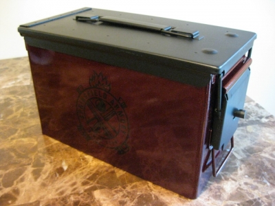 VERY COOL, DOUBLE GUN, .50 AMMO BOX, .50 CAL, SPRINGFIELD ARMORY VERSION IN RED HAMMERTONE!