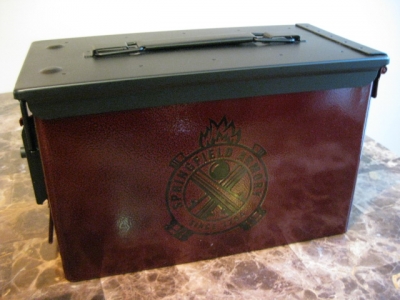 VERY COOL, DOUBLE GUN, .50 AMMO BOX, .50 CAL, SPRINGFIELD ARMORY VERSION IN RED HAMMERTONE!