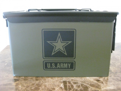AMMO CAN HANDGUN CASE, VERY COOL, DOUBLE GUN, .50 AMMO BOX, .50 CAL, NEW ARMY VERSION WITH BLACK TOP