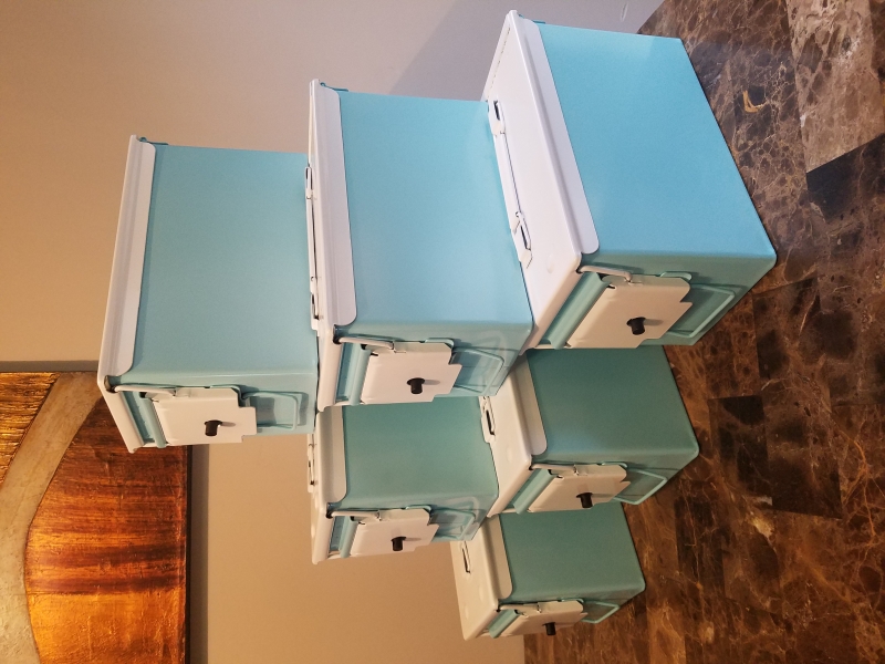 VERY COOL, DOUBLE GUN, .50 AMMO BOX, .50 CAL, TIFFANY BLUE VERSION WITH PEARL WHITE TOP