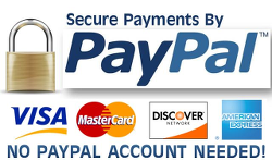 PayPal, Credit Cards, Debit Cards accepted